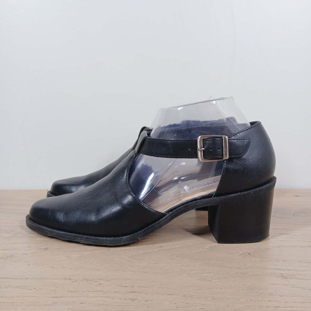 Capezio Townie Heels Women 9 Black Leather Mary Jane Buckle Block Heel
